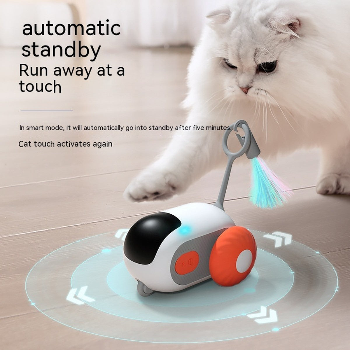 Smart mode diagram showing automatic standby after five minutes and wake on touch